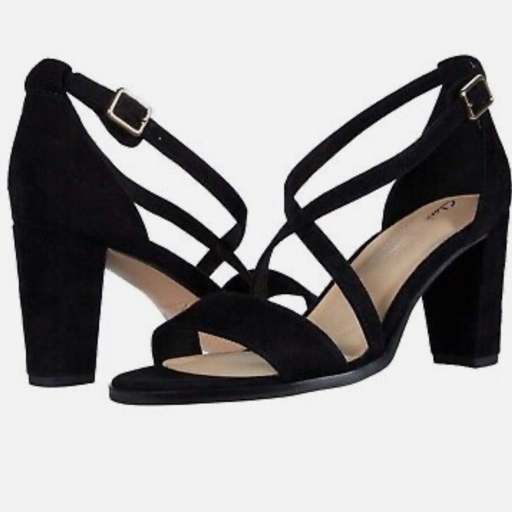 Clarks Kaylin 85 strap suede heel sandals size 9